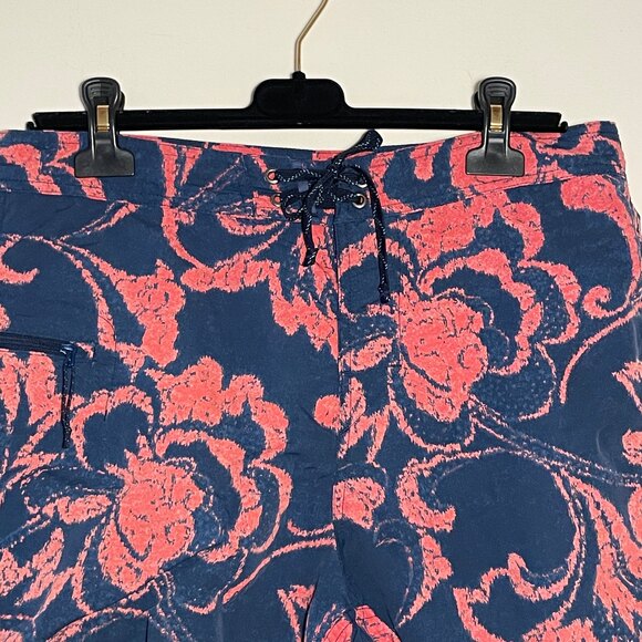 Patagonia Men’s Floral Flat Front Board Shorts Blue Pink 34 - Picture 4 of 7